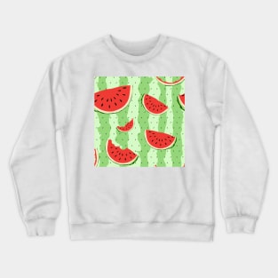 Watermelons with a green background Crewneck Sweatshirt